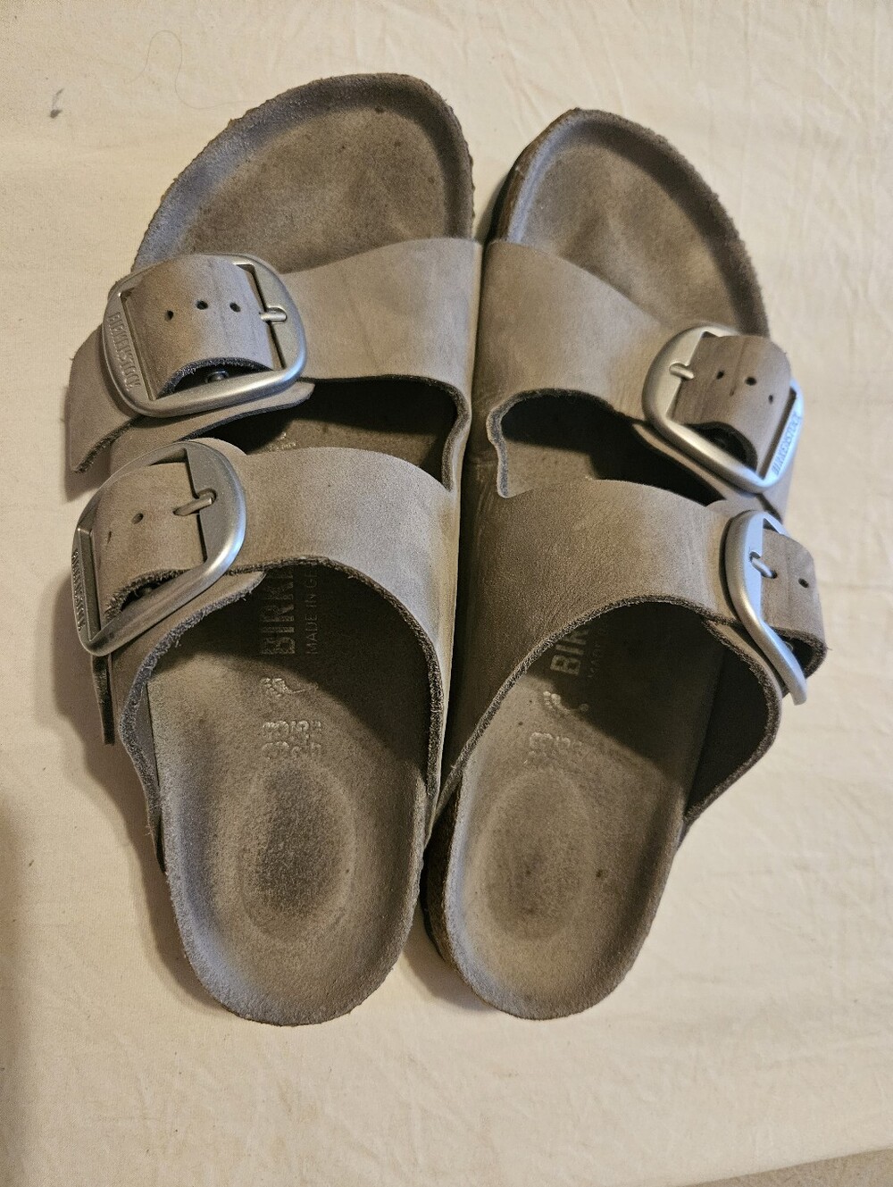 Birkenstock Arizona Suede Double-Buckle Sandals - Grey